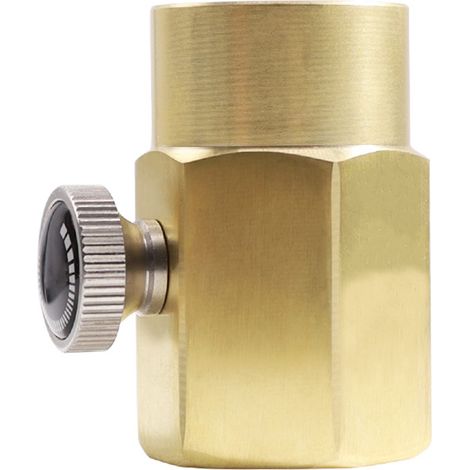 Adaptador de recarga de CO2 para botellas de refresco familiares – latón TR21-4 a CGA320/W21.8 – conexión de válvula de recarga para botellas con cadena y estuche de transporte. (1/5)
