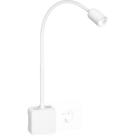 Lampe de Lecture Chevet Chambre LED Dimmable, Applique Murale Intérieure Blanche avec Fiche Electrique, Deux Interrupteur Tactile, 3 Modes de Couleur Eclairage, Angle Eclairage Spot de 50° (1/5)