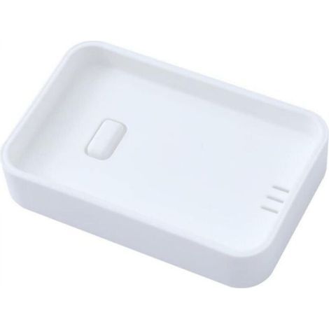 Porte-savon en plastique, porte-savon carré pour salle de bain, porte-savon double couche avec système d'évacuation de l'eau (couleur : blanc) (1/4)