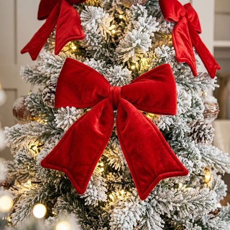 Classic Red Velvet Bow Christmas Decoration (1/2)