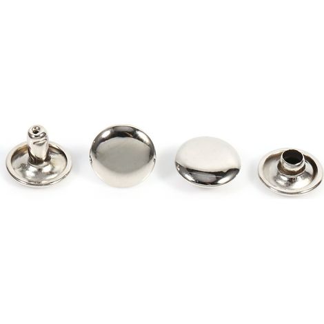 100 Sets de Rivets Double Calotte en Métal pour DIY Bricolage Accessoires 10x8mm(Argent) (1/5)