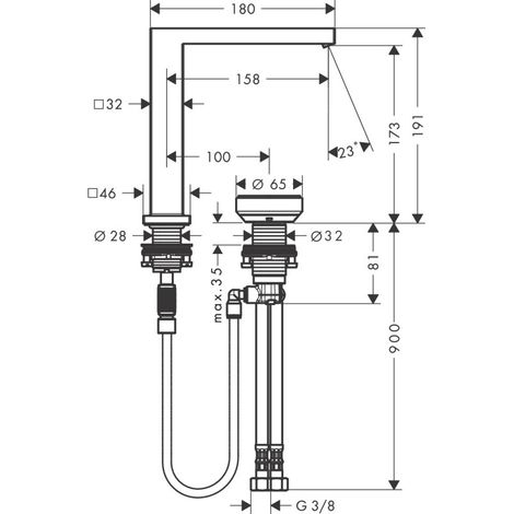 Hansgrohe 73053340 Robinet 2 trous WTM 150 Tecturis E