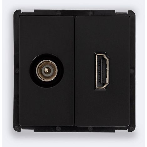 TV Steckdose Männlich + HDMI Modern Schwarz (1/2)