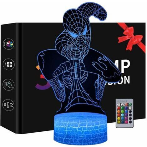 Veilleuse 3D. Jouets Spiderman Pour Garçons. 16 Couleurs Avec Télécommande- (1/5)