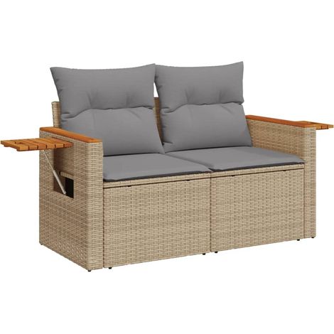 Maison Exclusive - Divano da Giardino con Cuscini a 2 Posti Beige in Polyrattan