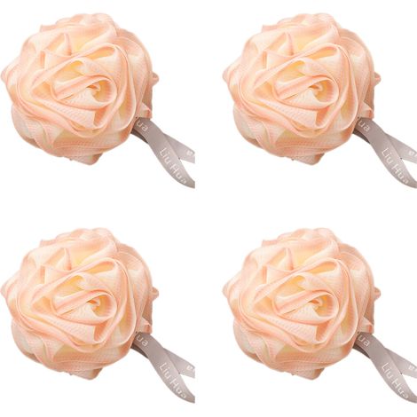 Gant De Douche En Forme De Rose - Maille Dense En Pe Souple - Exfoliation Douce Pour La Salle De Bain - Lot De 4 (1/5)