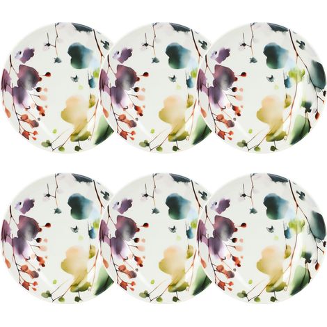 Lot de 6 assiettes calottes en porcelaine 21cm, AQUARELLE