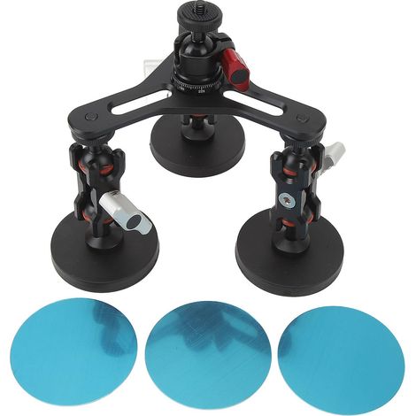 Support de voiture à trois ventouses avec vis de 1/4 pouce pour une fixation solide support universel pour caméra d'action/pare-brise de voiture, compatible avec les téléphones portables et les appar (1/5)