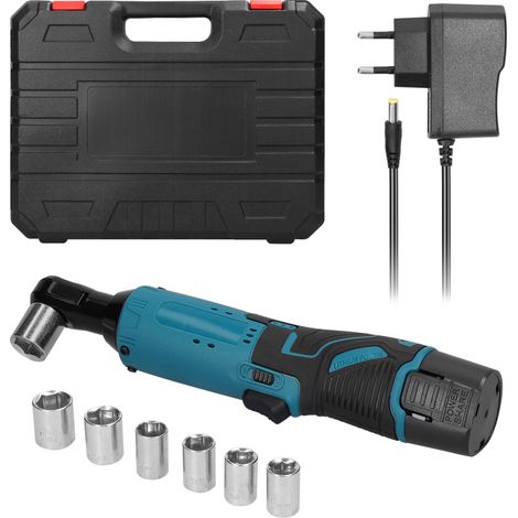 Beyamis Clé à cliquet multifonctionnelle sans fil rechargeable 12 V, 3/8 pouce, angle droit 90°, outil de vissage portatif (1/5)
