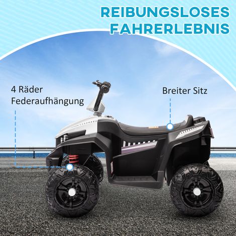 Quad électrique enfant avec éclairage et musique, suspension, 5 km/h, autonomie 50 min, pour 3-5 ans, blanc