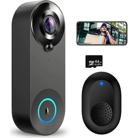 Sonnette vidéo Wi-Fi sans fil 1080p avec interphone et caméra. Brilvibera (1/5)