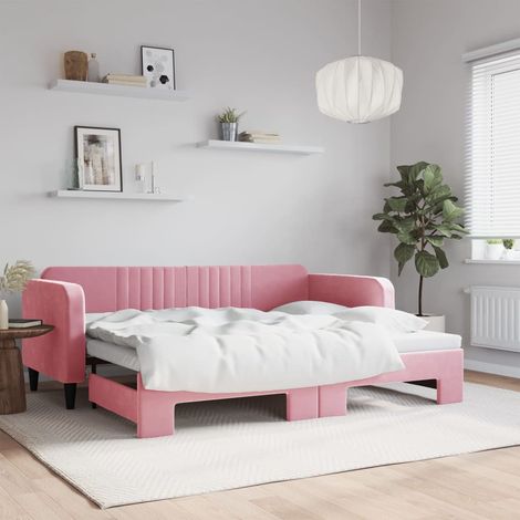 Sofá cama nido terciopelo rosa 90x200 cm vidaXL (1/5)