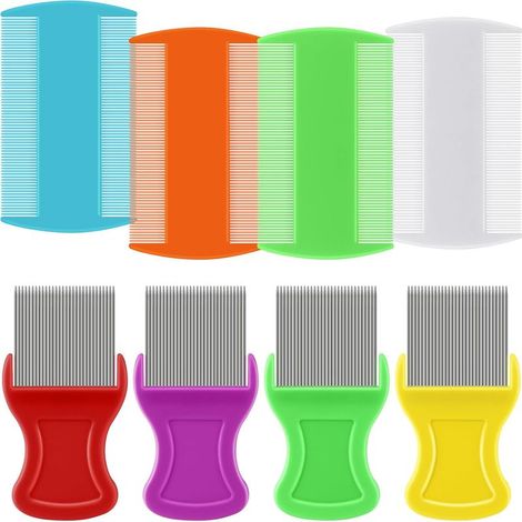 Lot de 8 peignes anti-poux double face en acier inoxydable pour le traitement des poux (1/5)