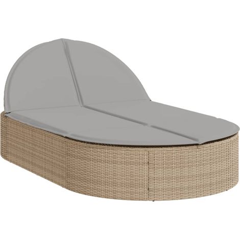 Maison Exclusive - Doppel-Sonnenliege mit Auflagen Beige Poly Rat