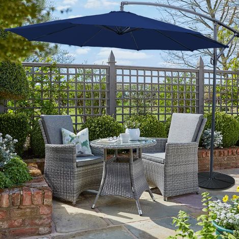 3M Outdoor Garden Banana Parasol Sun Shade Patio Hanging Umbrella Cantilever Blue (1/5)