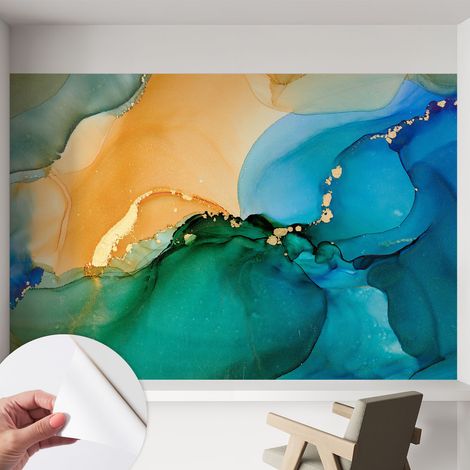 Papier peint autocollant avec imprimé pour cuisine facile à appliquer pour mur a motif Vagues colorées 152x104 cm (1/5)
