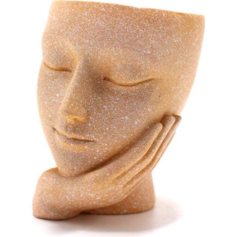Petit pot à visage en résine synthétique pour succulentes, déco sculpture bureau salon, 6.5x8x9cm, 1 pièce (1/4)