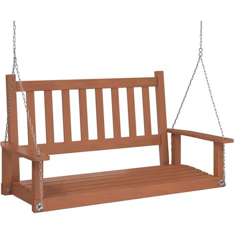 Banc de balançoire de jardin,Banquette de jardin,Chaise chaînes en métal bois massif sapin CFW37018 (1/5)