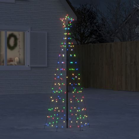 vidaXL Árbol de Navidad LED con estacas 220 LEDs de colores 180 cm (1/5)