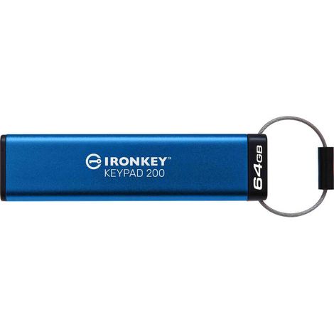 Memoria usb 3.2 64gb kingston ironkey keypad 200 cifrado blue (1/4)