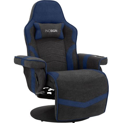 Junker-Gamer Fauteuil inclinable Manuel en tissu bleu