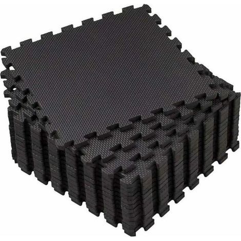 18-teilige Baby-Puzzle-Spielmatte, BPA-freie Schaumstoff-Bodenschutzmatte, für Fitness, Yoga, HIIT, Krafttraining, 30 x 30 x 1 cm, Schwarz