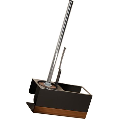 Porte-brosse WC adhésif, sans perçage. Modèle mural compact en bois (1/5)