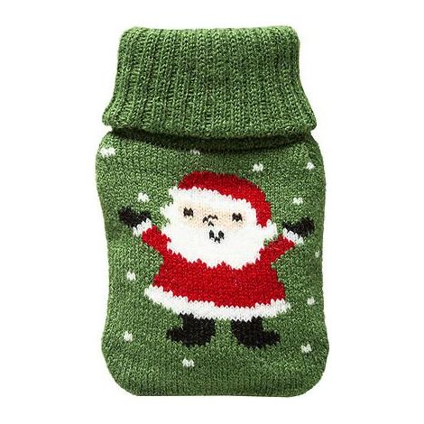 Borsa dell'acqua calda 7x12 cm Babbo Natale verde Natale acrilico e PVC