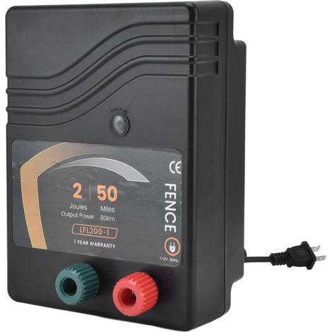 Chargeur de clôture électrique 50 miles, énergie 2J, portable pour zonage agricole, 110V US (1/5)