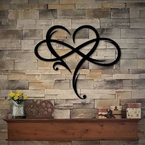 Filiyano-Décoration murale Cœur Infini, Art mural en métal, Symbole d'amour, Sculpture murale en métal (60 x 52 cm) (1/5)