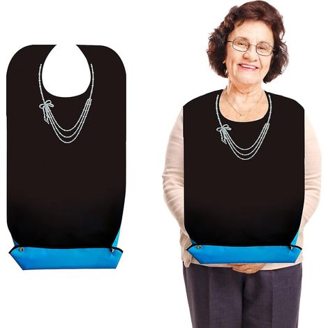 Waschbare, wasserdichte und wiederverwendbare Lätzchen für Senioren. Stilvolle, große Lätzchen für Damen. Lätzchen für Erwachsene mit Motiven rund ums Essen.