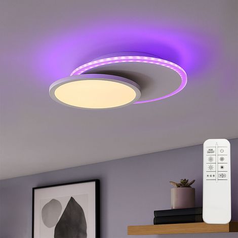 Lampada da soffitto Plafoniera LED telecomando dimmerabile cambio colore retroilluminazione CCT switching, metallo, 18W 2000lm 2700-5000K, LxLxH 45x33x7,5 cm