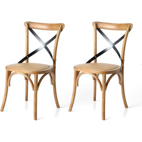 M&S – Lot de 2 chaises bistrot en bois d'orme – Dimensions 50x55x88 cm – Assise confortable – Design élégant et raffiné