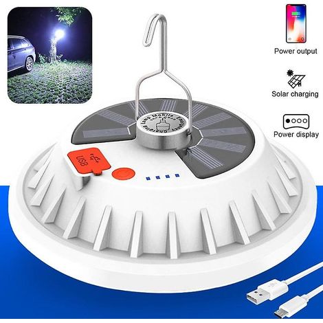 Lampe de camping portable solaire ultra-lumineuse à 120 LED, idéale pour les tentes. (1/5)