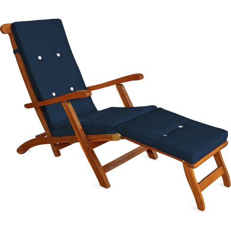 Detex Almohadilla para tumbona Cojín para sillón o reposera Lona hidrófuga y excelente sujeción Azul