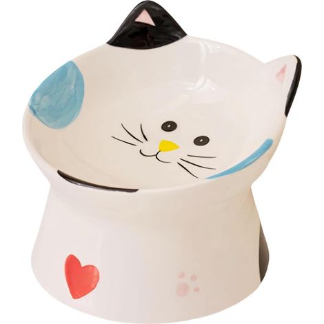 15°Angled Raised Ceramic Pet Bowl, Non-slip Cat Feeder Bowl for Daily Use