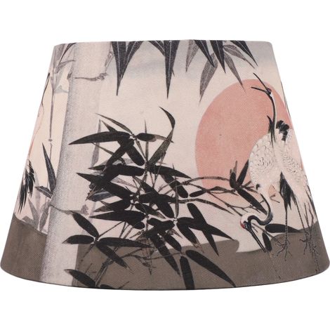 Abat-jour tambour décoratif chinois en tissu, motif grue couronnée rouge, douille E27/E14, pour lampe de table, lampadaire ou suspension. (1/5)