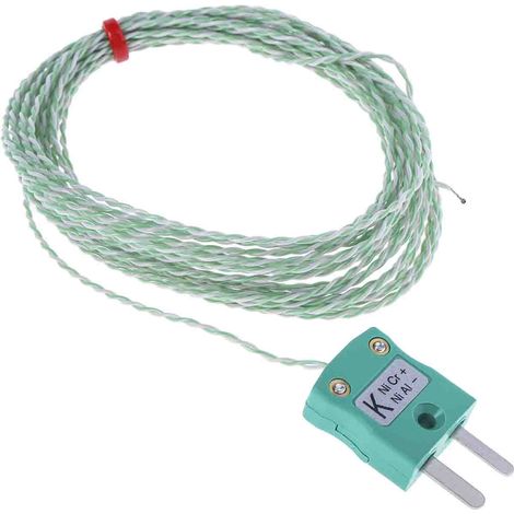 Thermocouple type K Ø 1/0.3mm, L 5m, +250°C max à Fiche mâle miniature ( Prix pour 1 ) (1/3)