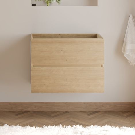 Meuble sous vasque seul, 2 tiroirs, 80cm, pour simple vasque - nebraska (chêne clair) - IDA (1/4)