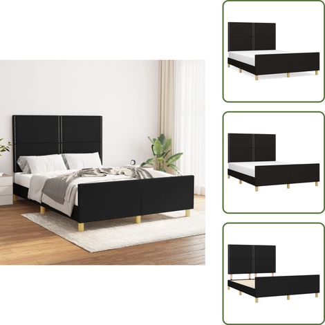 Bettgestell ohne Matratze Schwarz 140x200 cm Stoff - Bettsofa - Boxspringbetten - Doppelbett - Lattenrost - Massivholzbette (1/5)