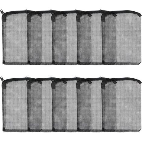 Sacs filtrants - 15 x 20 cm - Noir - Polyester - Compatibles avec le charbon actif - Lot de 10 - Maille fine - Réutilisables - Aquarium - Met Rits (1/5)