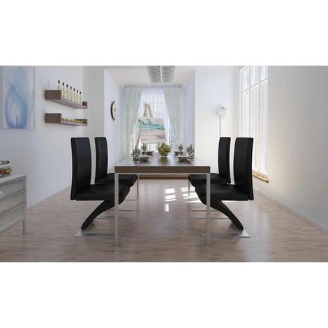 Maison Exclusive - Esszimmerstühle 4 Stk. Schwarz Kunstleder (1/5)