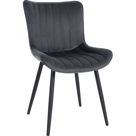 Silla de comedor Largo en terciopelo o polipiel Gris oscuro Terciopelo