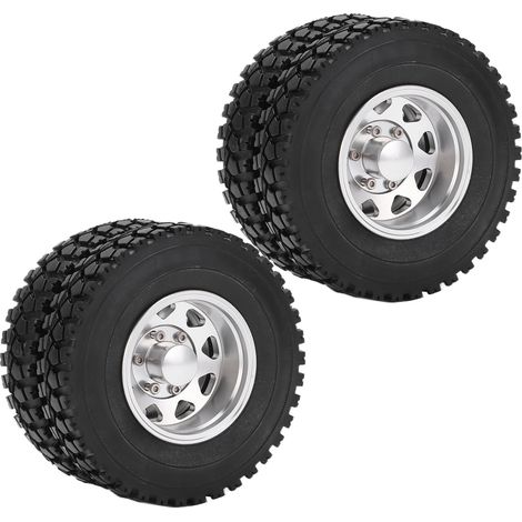 Jantes en alliage pour remorque RC 1/14 Tamiya, largeur 22mm, avec pneus en caoutchouc pour essieu arrière. (1/5)