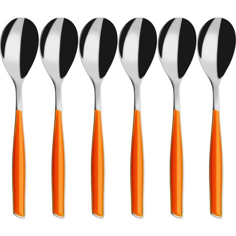BUGATTI, Glamour, Set 6 Cucchiaini da caffè in Acciaio Inox 18/10, Stampaggio PRO-Tech System (Arancione) (1/3)