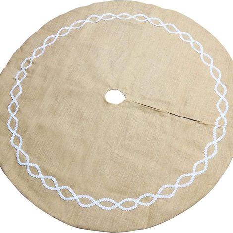 Tapis de sapin de Noël en jute, couverture de sapin de Noël avec jupe en dentelle KLB (1/5)