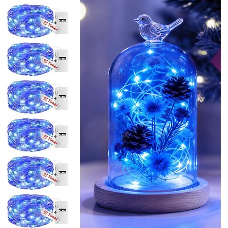 6x guirlande lumineuse led, 2 m 20 led, minuterie 6h/18h, étanche ip65, pour intérieur extérieur mariage noël