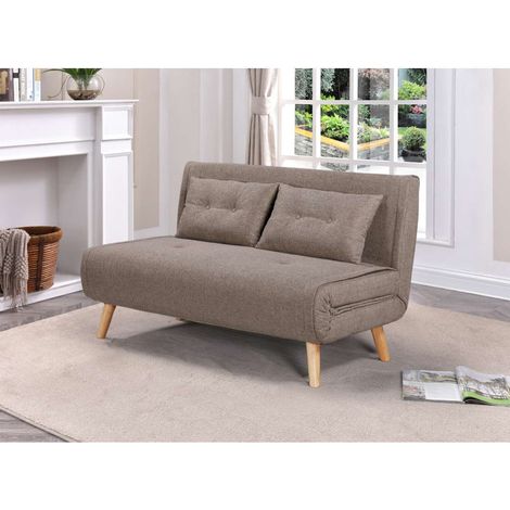Sofá cama Ensueño en tela marrón jaspeado. 130cm(ancho) 78cm(fondo) 82cm (alto) (1/4)