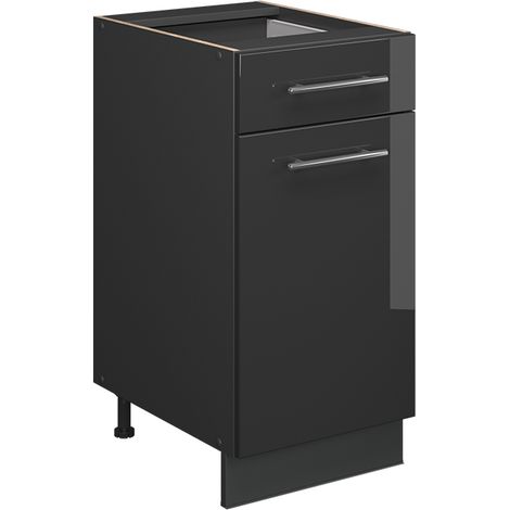 Küchenunterschrank Fame-Line, Anthrazit Hochglanz, 40 cm ohne Arbeitsplatte, Vicco