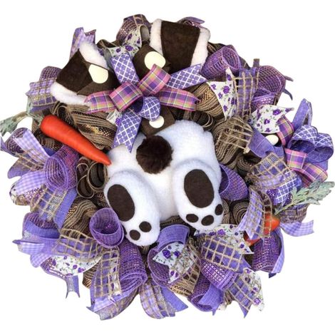 1 Couronne de Pâques, Lapin, Acrylique, Décoration Porte, Intérieur et Extérieur (1/5)
